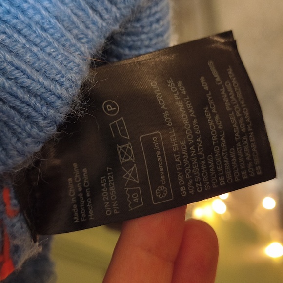 Women's H&M Bulky Heavy Football Crew Sweater Orange Blue M - Picture 11 of 13